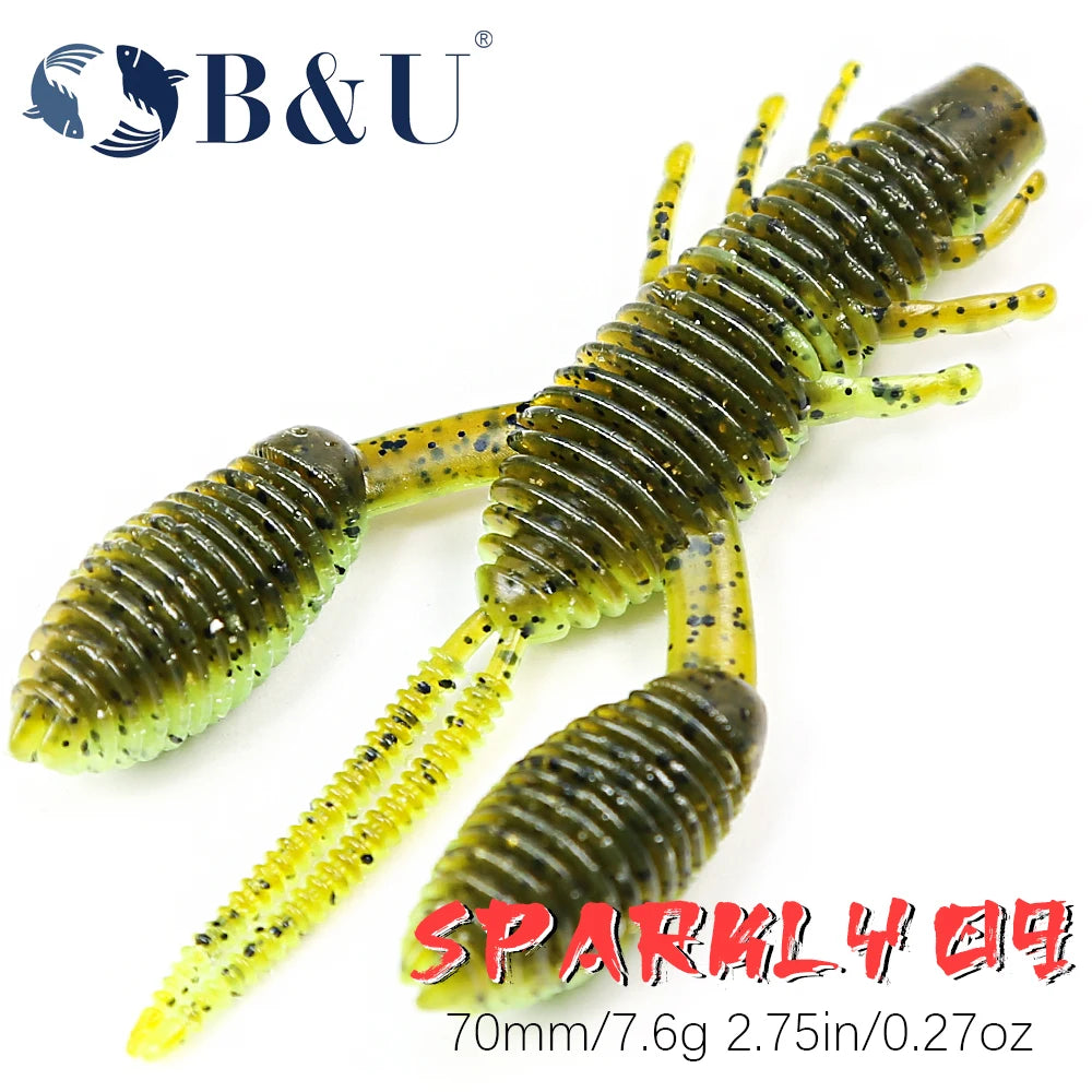B&U 70mm Soft Crawfish Lure – Bass Pike Perch 4-Pack Soft Plastic Lure P3