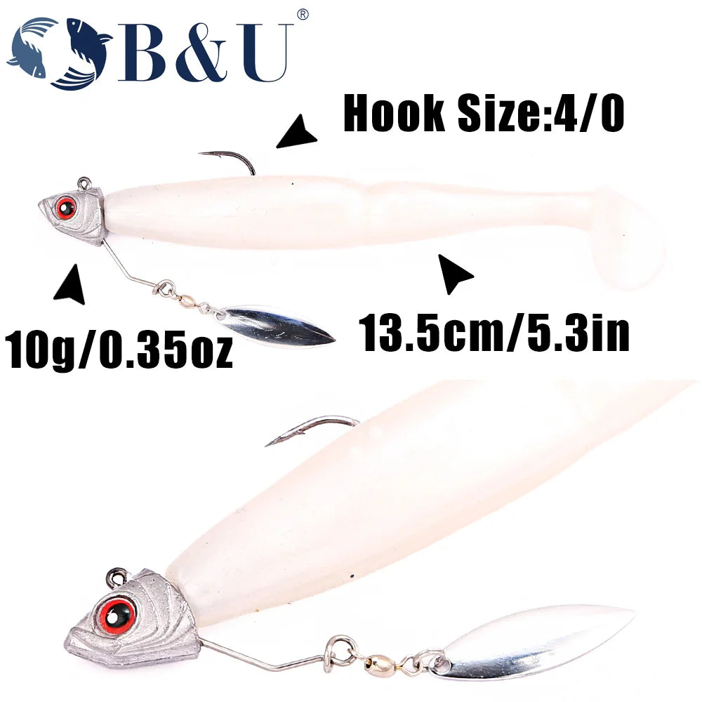 B&U Jig Head 3/0 4/0 Spinner 3D Eye Hooks – Bass Pike Fishing Jig Head Hooks P3