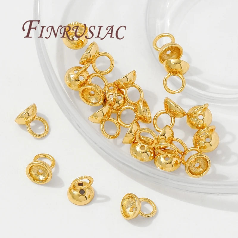 18K Gold Plated Bead End Caps with Loop | DIY Jewelry Findings Jewelry End Caps P3