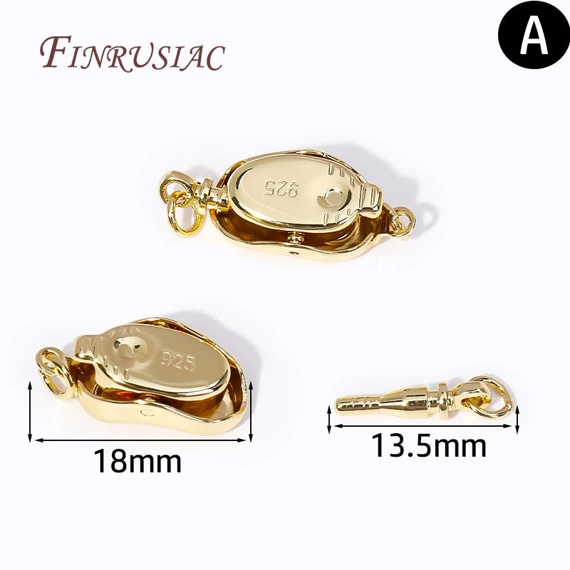 14K Gold Plated Brass Ingot Press Buckle Clasp Connectors DIY Jewelry Clasp Findings P3