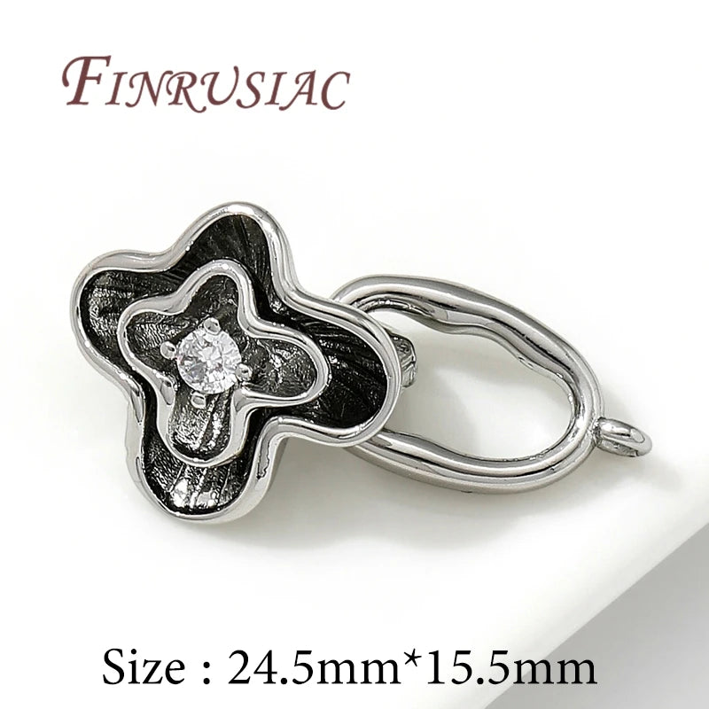 18K Gold Plated Flower Clasp Locks for Bracelets & DIY Jewelry Jewelry Clasp Findings P3 Rhodium Plated 3 pieces