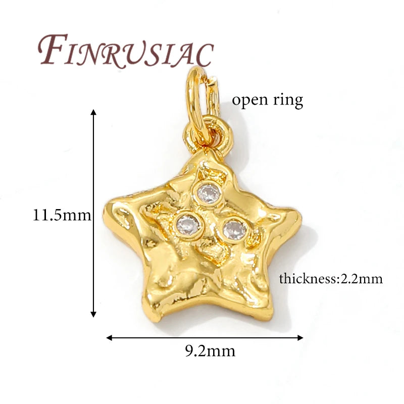 18K Gold Plated Star Charms for DIY Earrings & Necklace Pendants Jewelry Charm Findings P3 18K Real Gold Plated 2 pieces