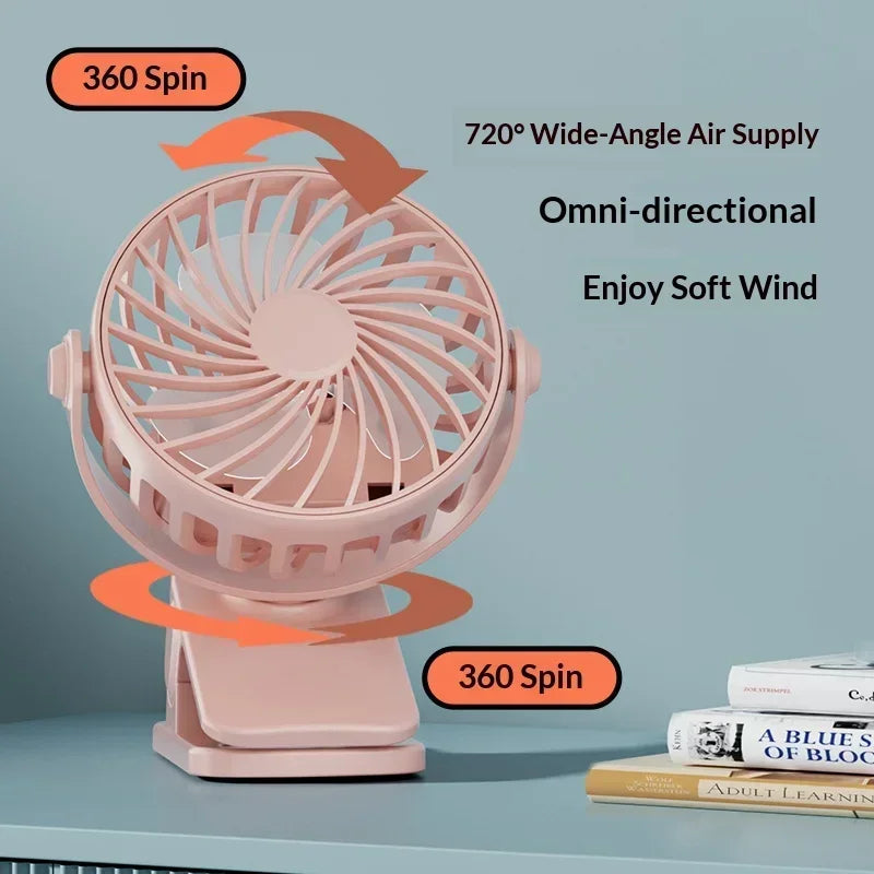 Portable USB Clip Fan 720° Rotatable with Night Light – 3 Speeds Portable Clip Fan P3