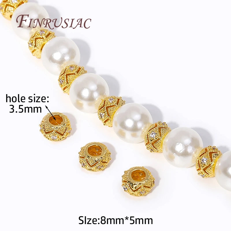 18K Gold Plated Zircon Spacer Beads – DIY Bracelet Jewelry Jewelry Spacer Beads P3 18K Gold Plated 8 Pieces