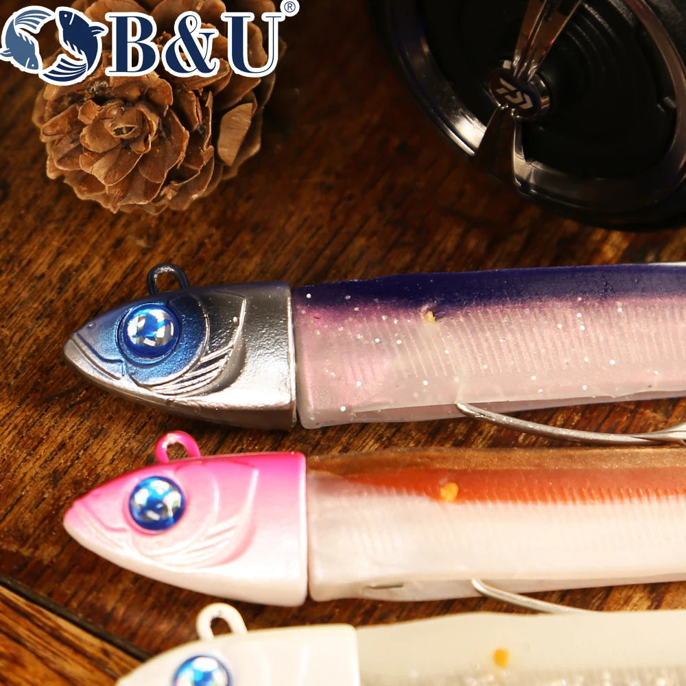 B&U 115mm Soft Minnow Jigging Lure Rattle Combo – Bass Pike Soft Fishing Lure P3