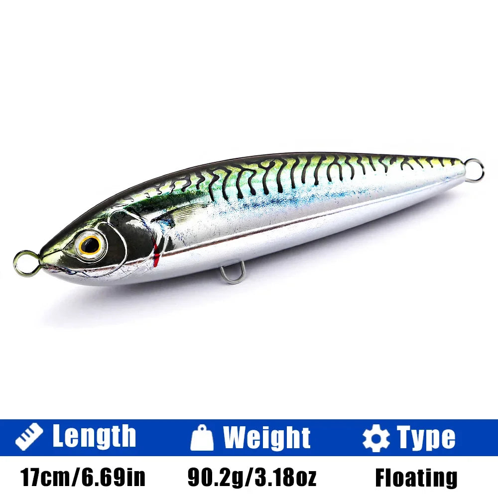B&U 3D Printed Sea Stickbait Pencil Lure | GT Saltwater Topwater Topwater Fishing Lure P3 green