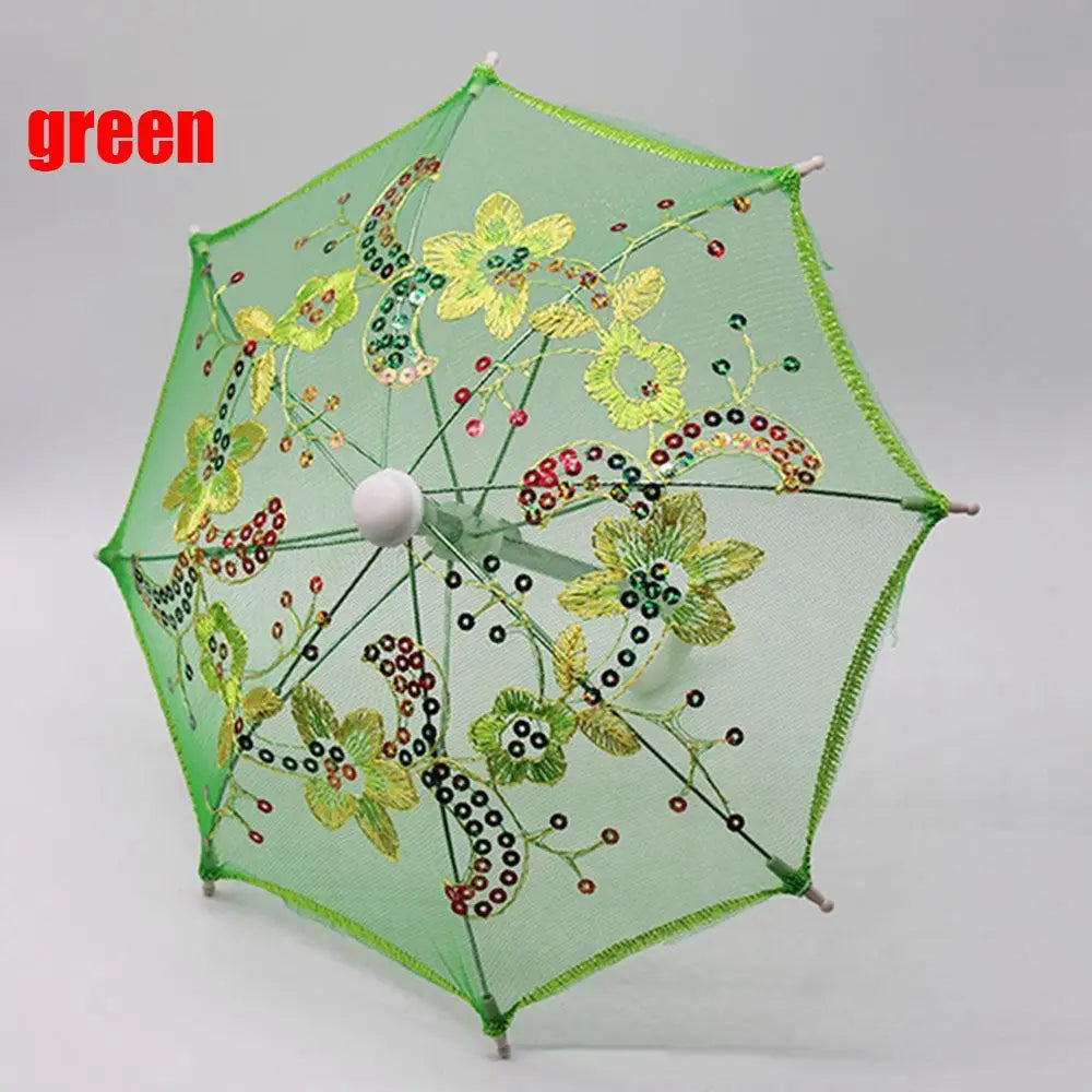 Mini Lace Umbrella for BJD Dolls – 1/6 Scale Accessory Gift Doll Accessory P3 green