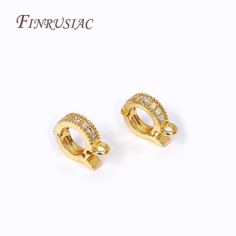 18K Gold Plated Pavé Zircon Pearl Enhancer Bail Clasp – DIY Jewelry Finding Clasp P3