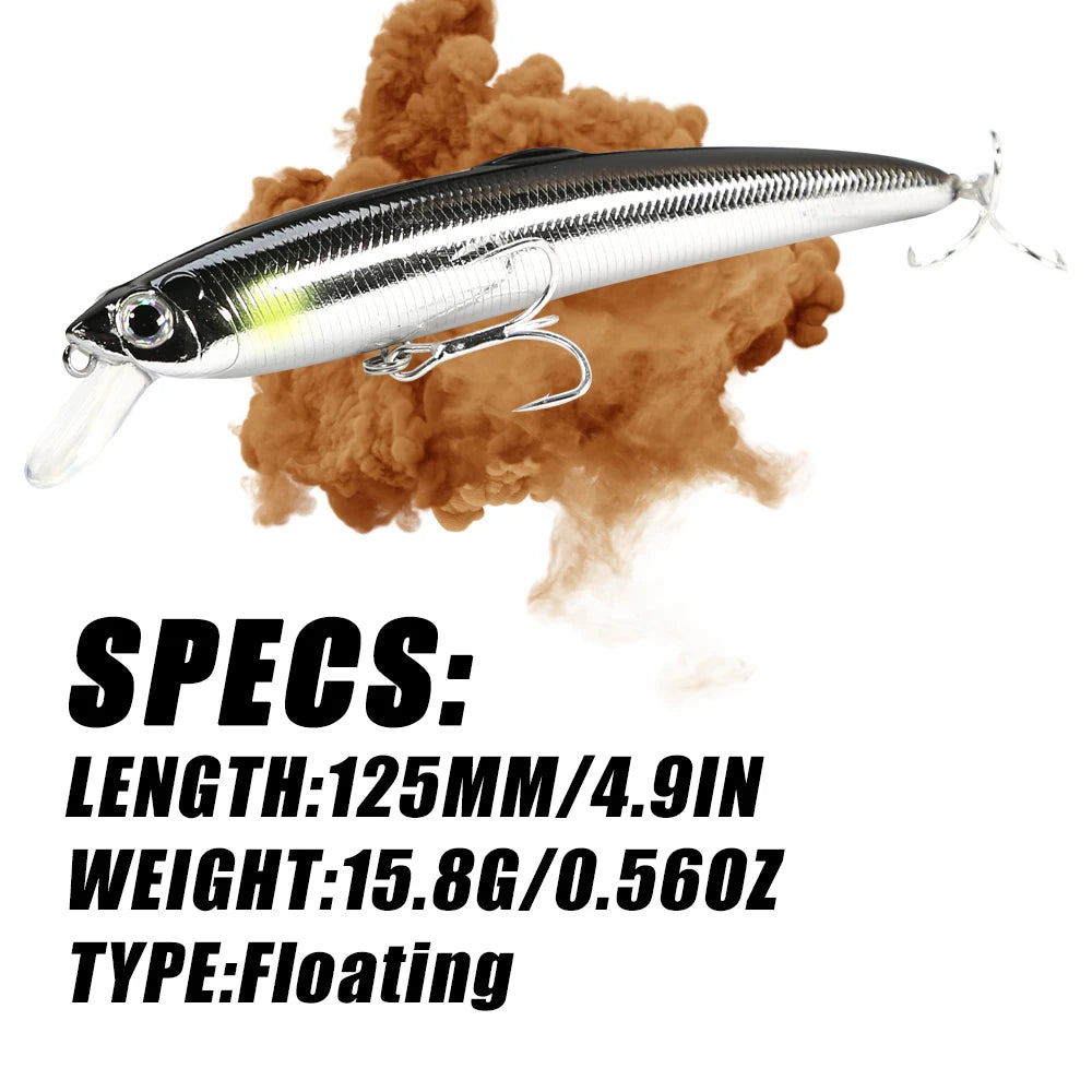 B&U 125mm SARUNA Floating Minnow Lure | Saltwater Swimbait Fishing Minnow Lure P3
