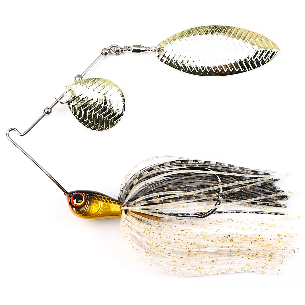 B&U Dual Blade Spinnerbait Lure – Bass & Pike Freshwater/Saltwater Spinnerbait Fishing Lure P3 black golden 1pc-18g