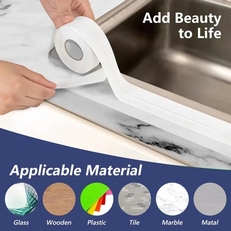 5M Waterproof Bath Caulk Tape | Self-Adhesive PVC Sealing Strip Caulk Sealing Tape P3