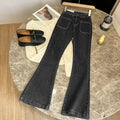PTKPCC Women's High Waist Flare Jeans | Vintage Loose Denim Flare Denim Jeans P3 Black Grey XS