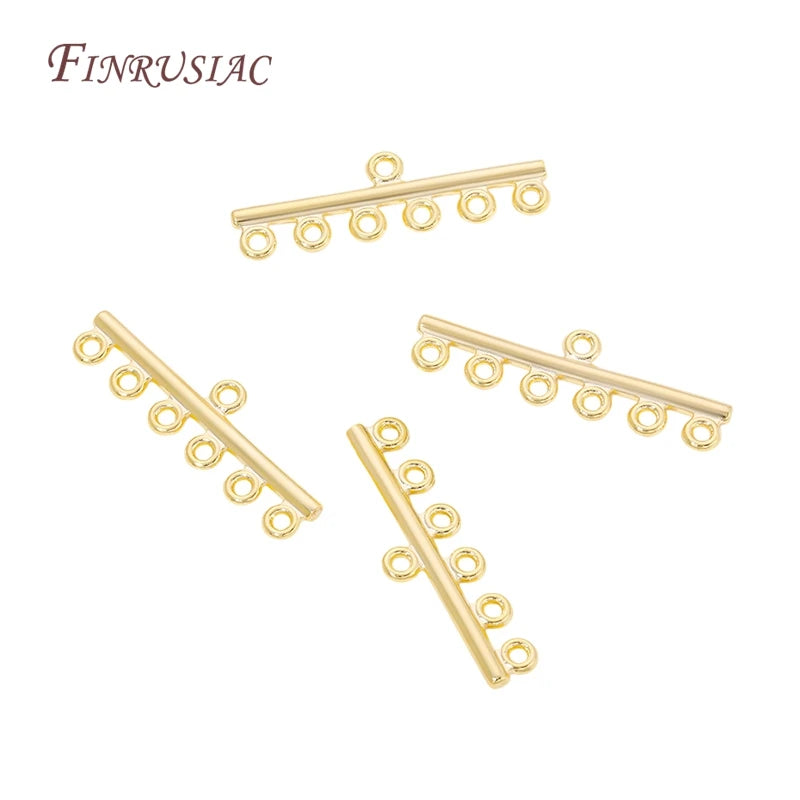 18K Gold Plated 6-Hole Multi-Strand Necklace Clasp | DIY Jewelry Findings Clasp P3