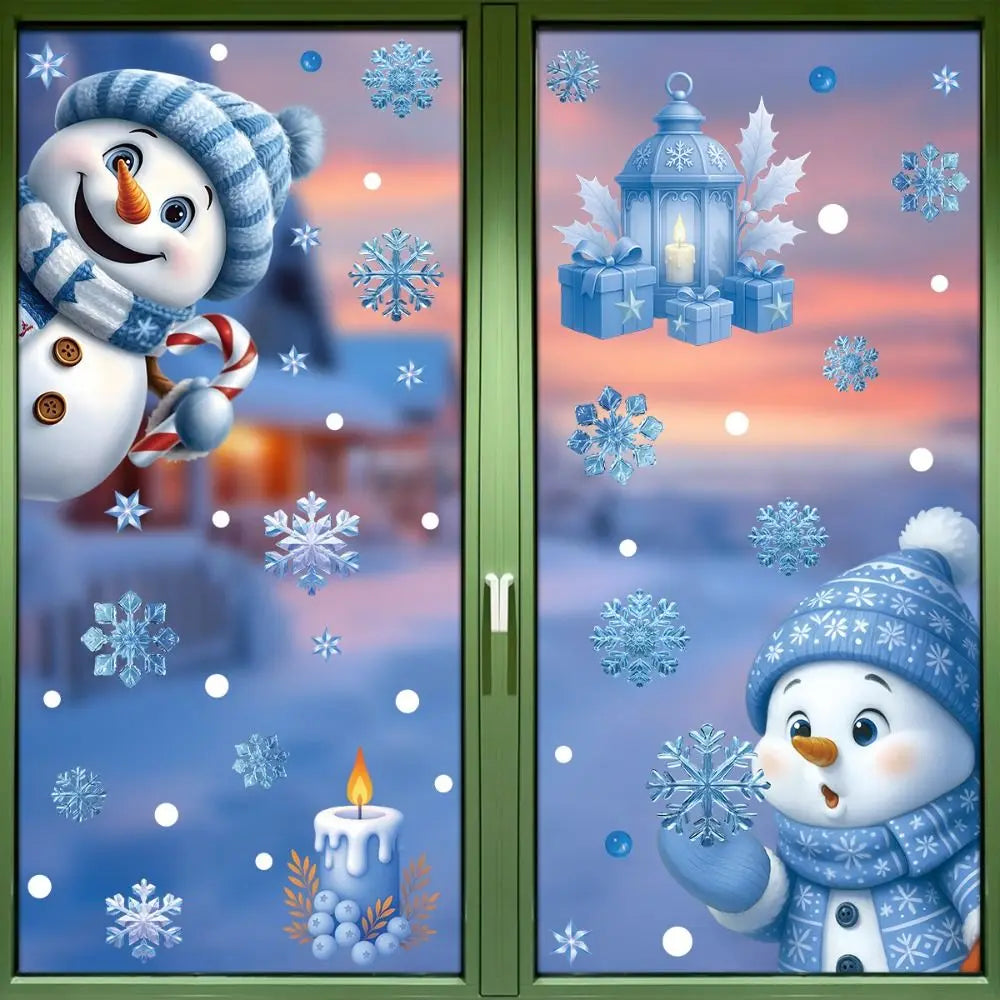 PVC Christmas Window Stickers – Snowman, Snowflake & Santa Window Sticker Set P3
