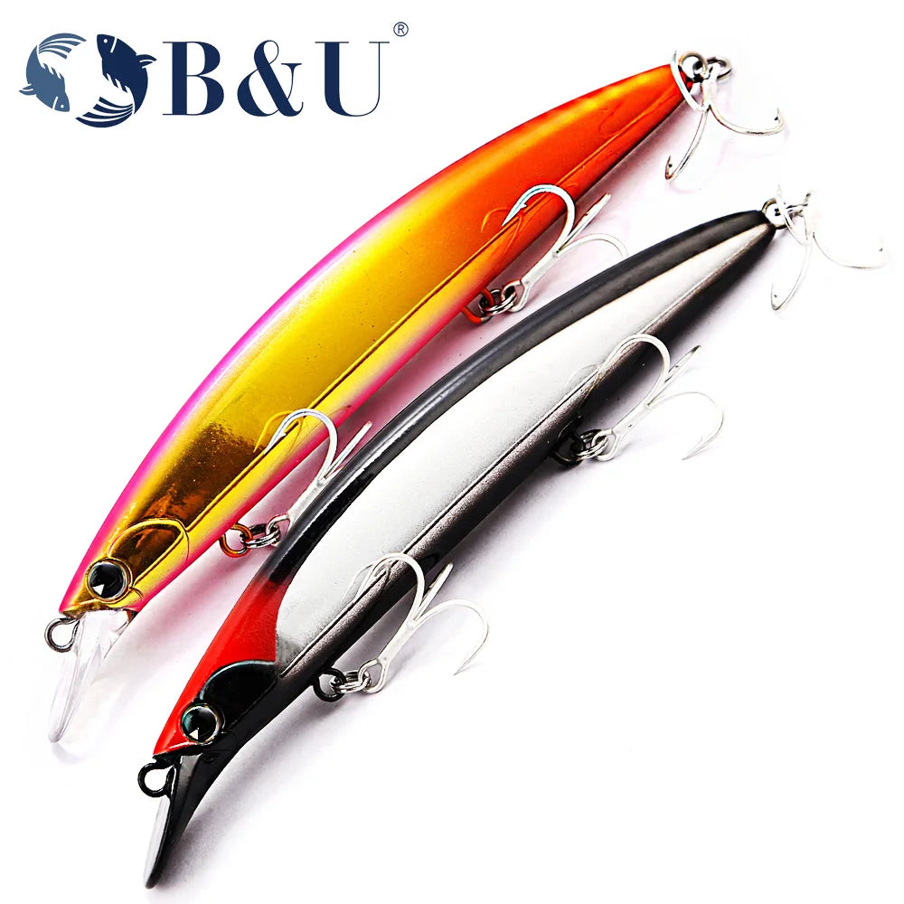 B&U 130mm Floating Minnow Lure – Saltwater Jerkbait Wobbler Fishing Lure P3
