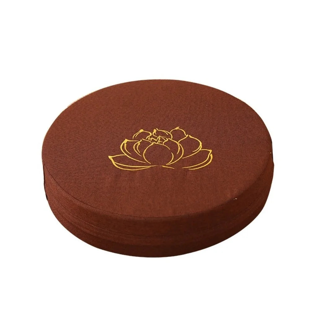 Lotus Embroidered Round Yoga Meditation Cushion – Linen Cotton Meditation Floor Cushion P3