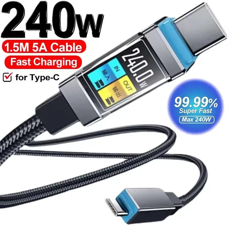 100W USB-C to USB-C Fast Charging Cable | 6A Braided Cord USB-C Charging Cable P3