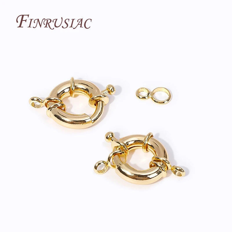 14K Gold Plated Brass Spring Ring Clasps 9/11.5/15mm DIY Jewelry Jewelry Clasps P3