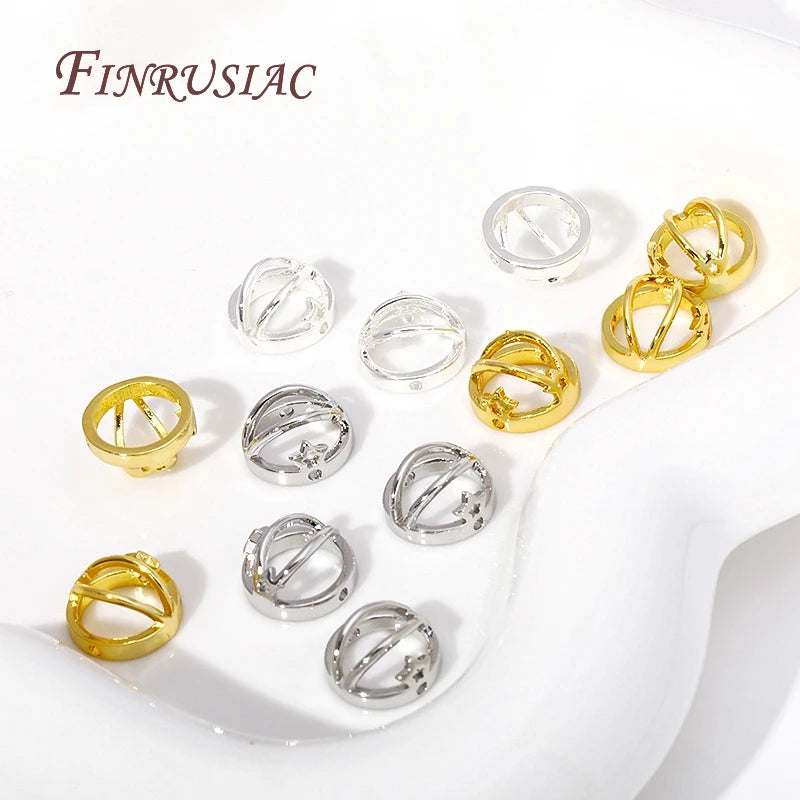 18K Gold Plated Round Bead Frame Spacer Connectors | DIY Jewelry Bead Spacer Connector P3