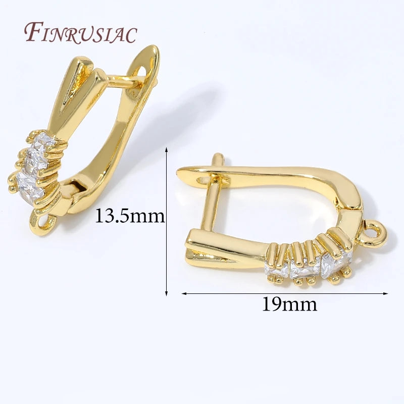 18K Gold Plated CZ Leverback Earring Findings – DIY Huggie Base Earring Jewelry Findings P3 18K Real Gold Plated 2 pairs