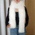 Women's Fluffy Faux Fur Long Scarf – Y2K Winter Shawl 180cm Faux Fur Scarf P3 White