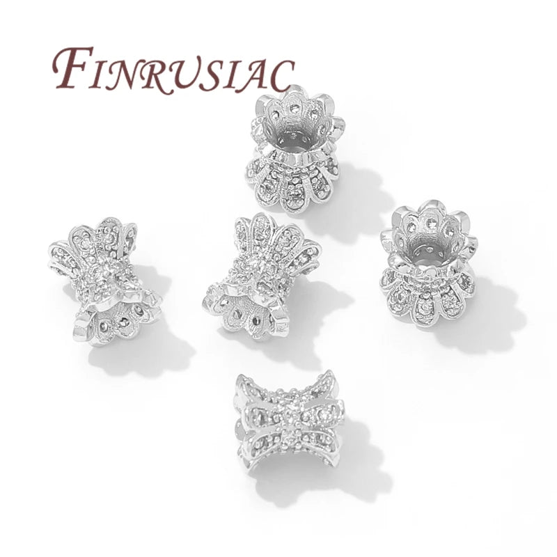 18K Gold Plated Zircon Spacer Beads – Brass DIY Jewelry Making Jewelry Spacer Beads P3