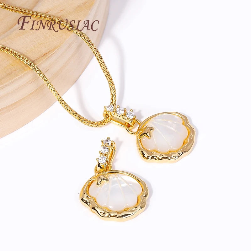 18K Gold Plated Zircon Shell Star Pendant Charm | DIY Jewelry Jewelry Pendant Charm P3