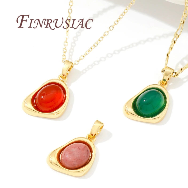 18K Gold Plated Natural Stone Charms – DIY Jewelry Pendants Jewelry Charm Pendant P3