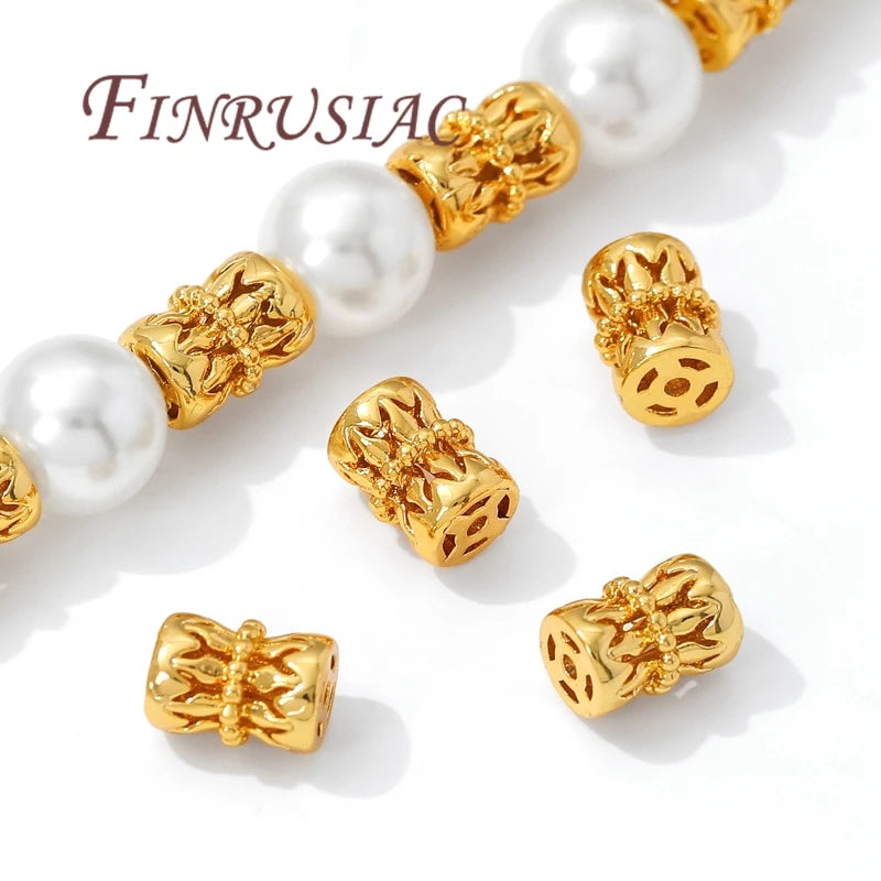 18K Gold Plated Hollow Spacer Beads 7.5mm | DIY Jewelry Jewelry Spacer Beads P3