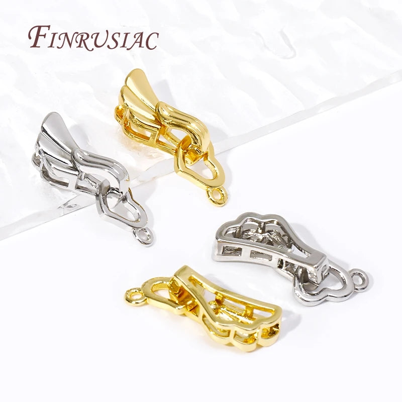 Angel Wings Heart Clasp 18K Gold Plated – DIY Jewelry Connector Jewelry Clasp Finding P3