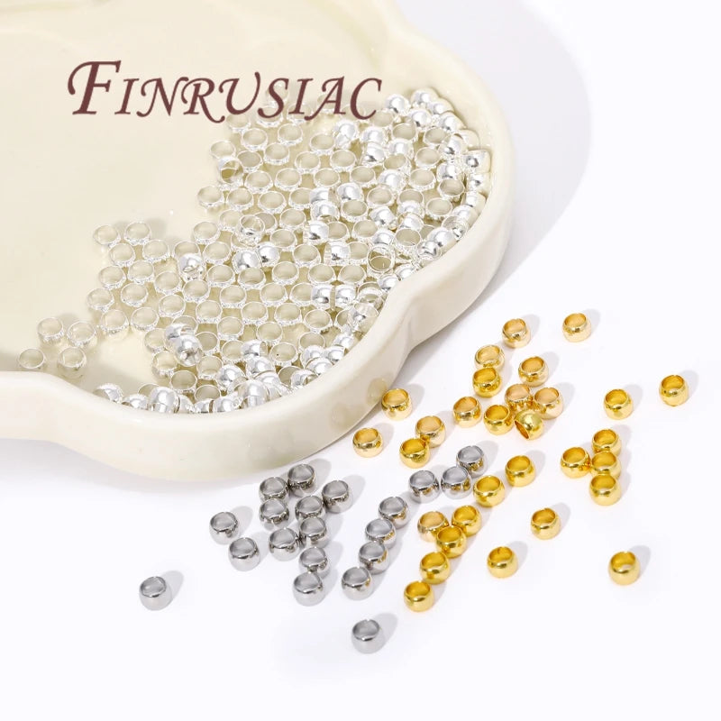 18K Gold Plated Crimp Beads 2mm–4mm | Stopper Spacer Findings Jewelry Crimp Beads P3