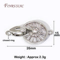 18K Gold Plated Brass Zircon Round Clasp for DIY Jewelry Jewelry Clasp Connector P3 Rhodium Plated 1 Piece