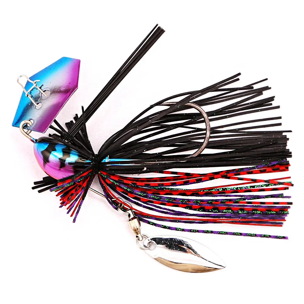 B&U Chatterbait Bladed Jig – Pike & Bass Fishing Lure Bladed Jig Lure P3 blue purple 3I8 oz