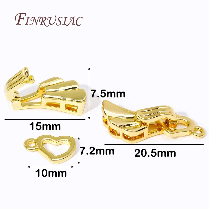Angel Wings Heart Clasp 18K Gold Plated – DIY Jewelry Connector Jewelry Clasp Finding P3