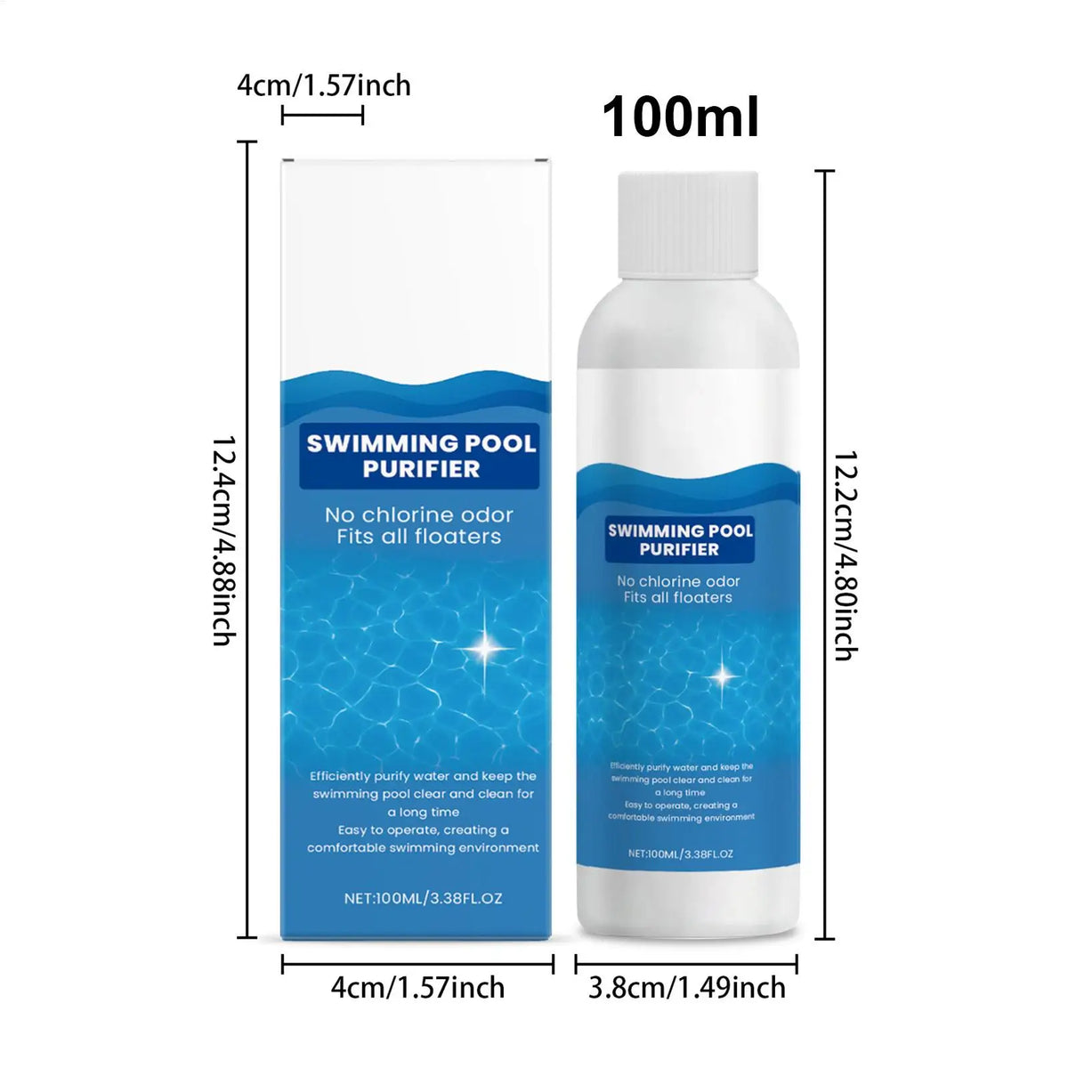 100ml Pool Water Clarifier Liquid – Above Ground & Hot Tub Pool Water Clarifier P3