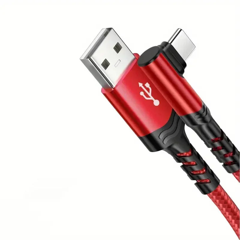 90° Elbow 60W USB-C Fast Charging Cable 3M Nylon Braided USB-C Charging Cable P3 RD 3m