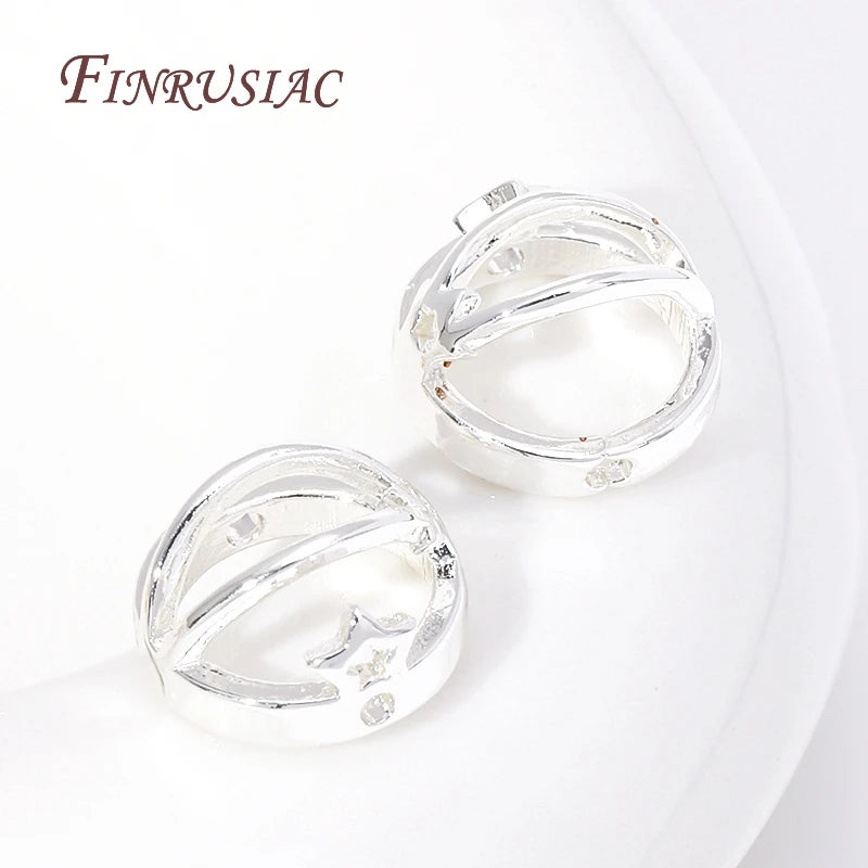 18K Gold Plated Round Bead Frame Spacer Connectors | DIY Jewelry Bead Spacer Connector P3