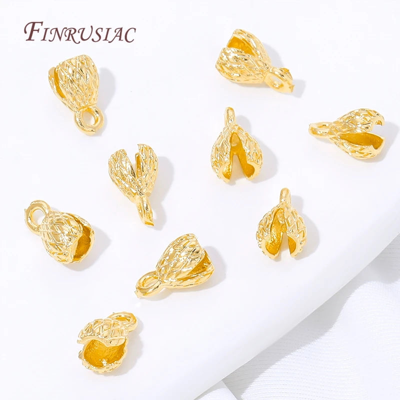 18K Gold Plated Pinecone End Caps & Cord Connectors | 10/20 Pcs Jewelry Making Findings P3