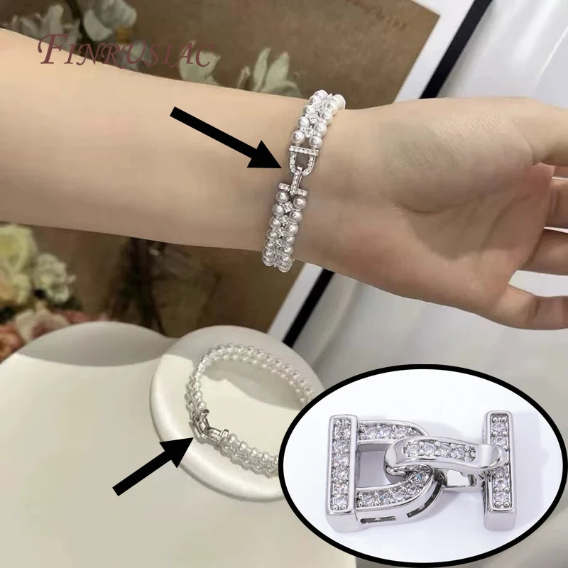 18K Gold Plated Brass & Zircon Bracelet Clasps | 1-2 Pcs Jewelry Clasps P3