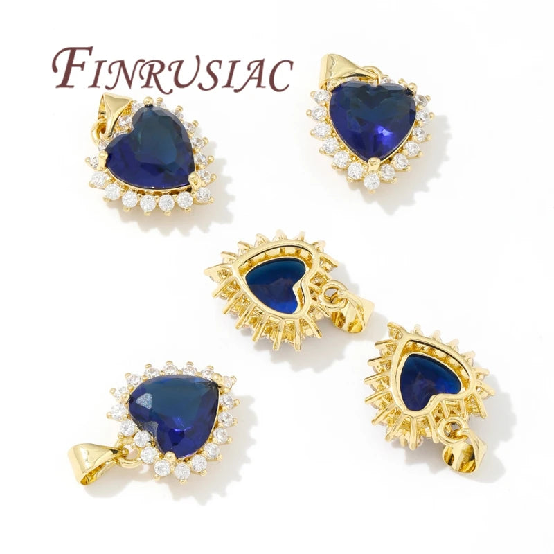 18K Gold Plated Zircon Charms – Sun Heart Star Pendants DIY Jewelry Charms Pendants P3