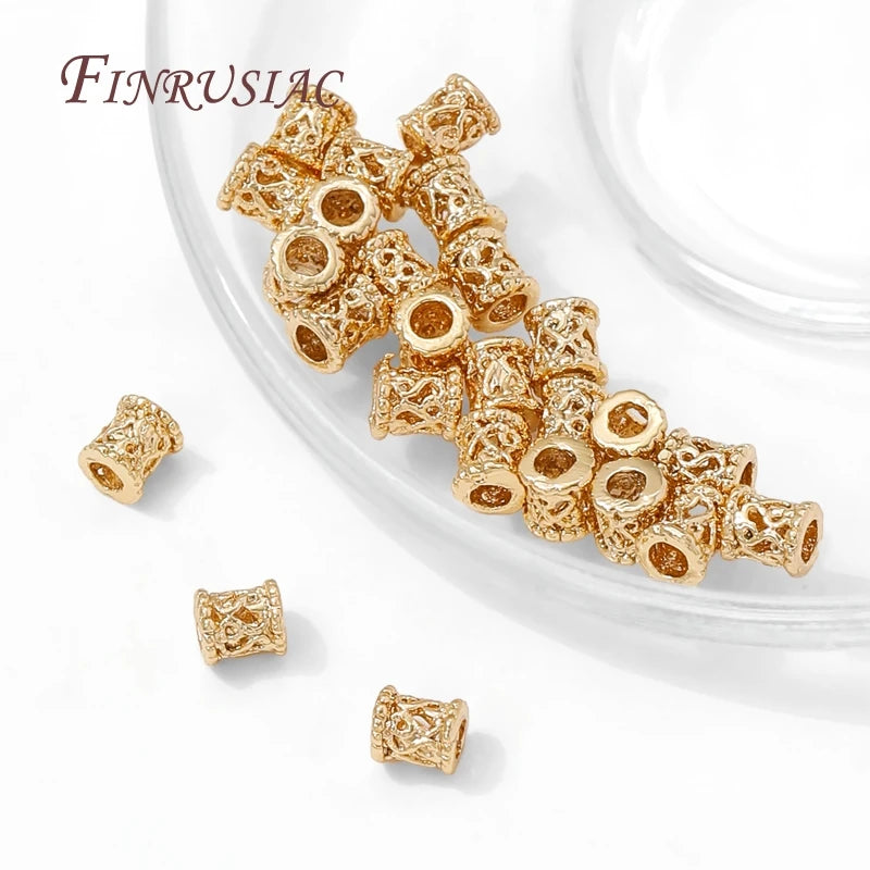 18K Gold Plated Brass Barrel Beads | DIY Jewelry Making Jewelry Making Beads P3