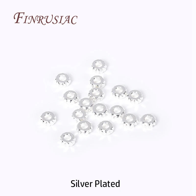 18K Gold Plated Brass Corrugated Spacer Beads | DIY Jewelry 3–5mm Jewelry Spacer Beads P3 Silver Plated 4mm-100 Pieces