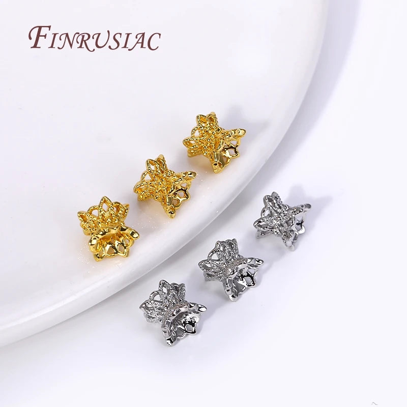 18K Gold Plated Brass Flower Spacer Bead Caps | DIY Jewelry Jewelry Spacer Beads P3