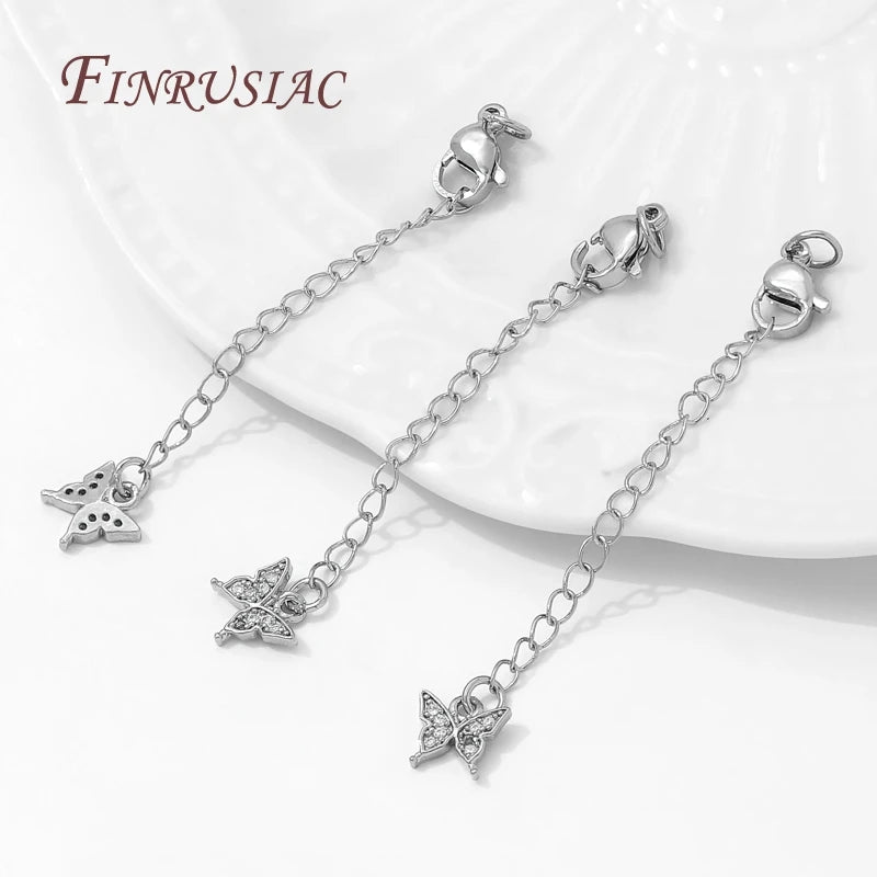 Rhodium Butterfly Extension Chains with Lobster Clasps – DIY Jewelry Jewelry Chain Extender P3