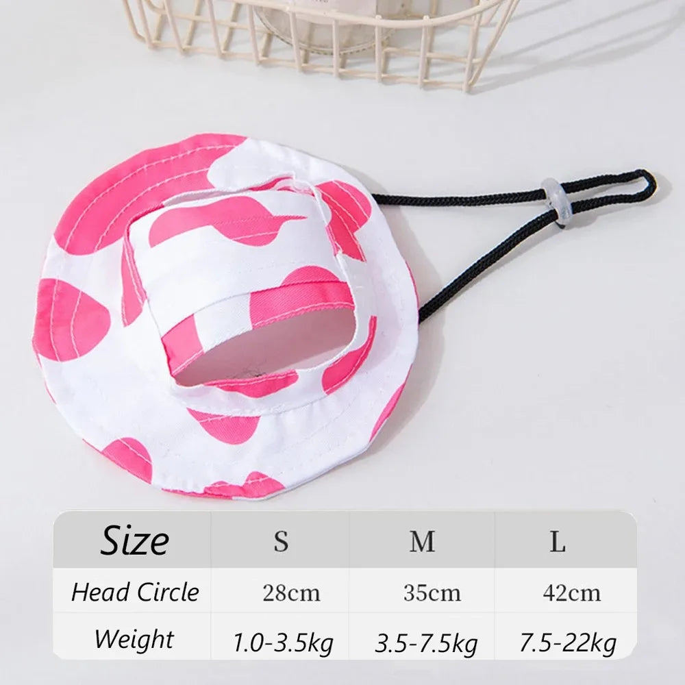 Adjustable Dog Sun Hat – Cute Print Cap for Puppies & Pets Pet Hat P3 B Pink M-advise 3.5-7.5kg