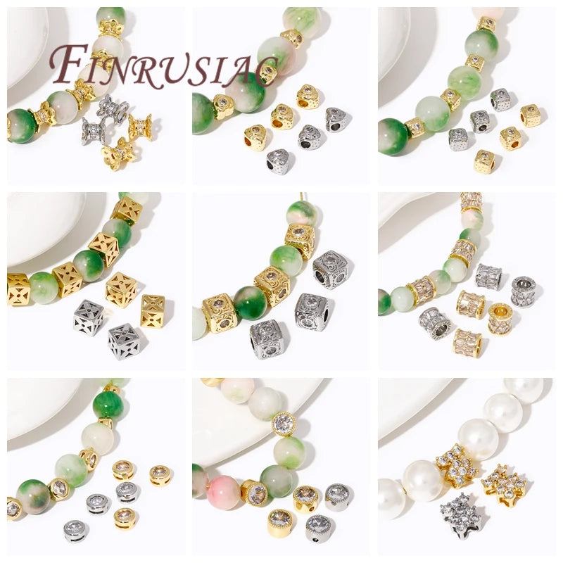 18K Gold Plated Zircon Crystal Spacer Beads – DIY Jewelry Jewelry Spacer Beads P3