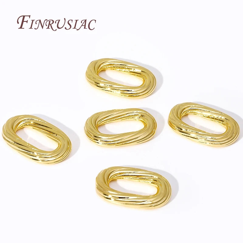 18K Gold Plated Brass Oval Twist Ring Connectors | DIY Jewelry Jewelry Connectors P3