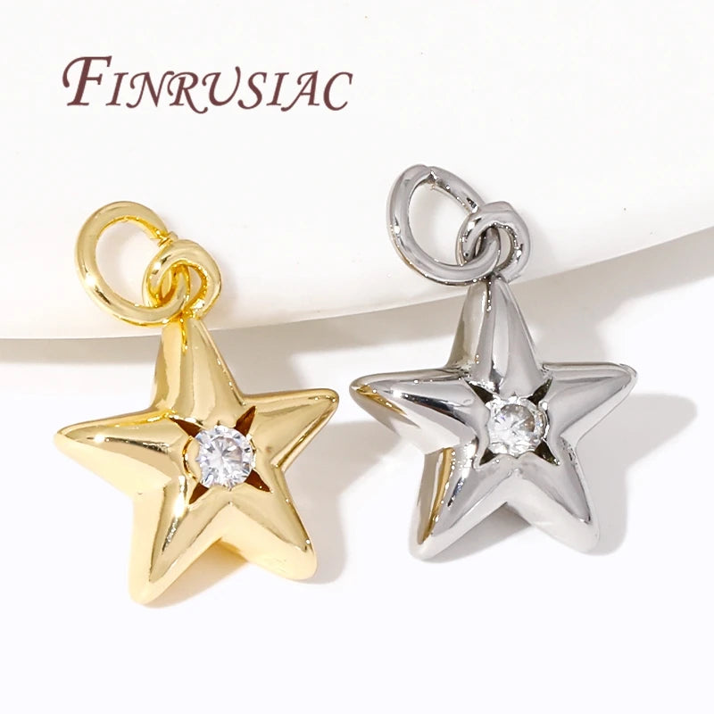 18K Gold Plated Star Charms – Brass Zircon DIY Jewelry Pendants DIY Jewelry Charms P3