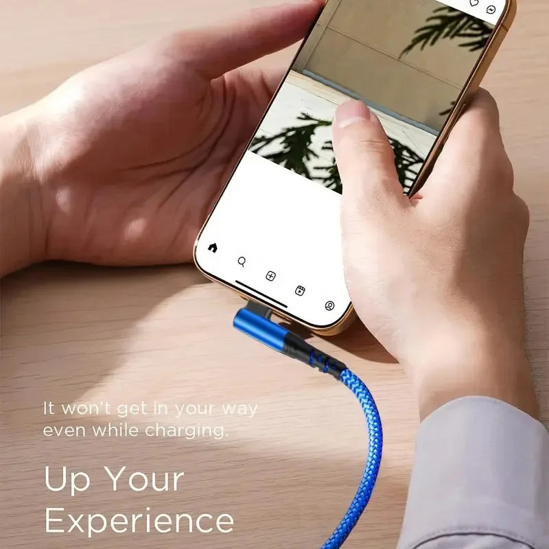 90° Elbow 60W USB-C Fast Charging Cable – 3M Nylon Braided USB-C Charging Cable P3
