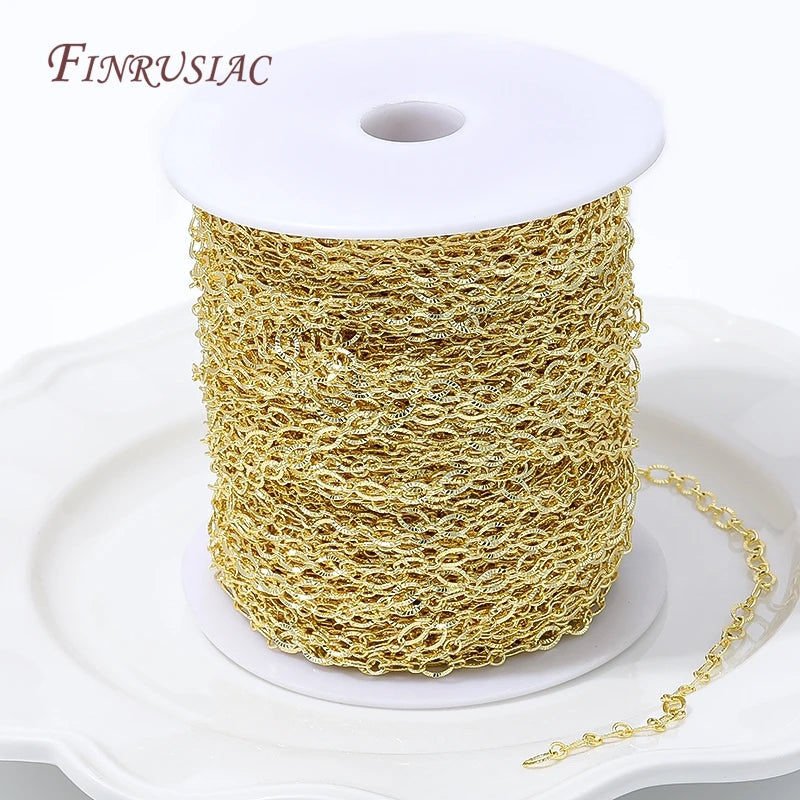 18K Gold Plated Oval Embossed Link Chain – DIY Jewelry Making DIY Jewelry Chain P3